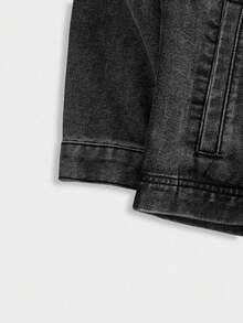 EASEVO Áo khoác denim tay dài có khóa kéo thường ngày ngoài trời cỡ lớn cho nam, mùa thu - Xám - Xem 6