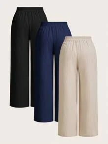 Auralis Trang phục du lịch mùa hè cỡ lớn dành cho nữ Trang phục công sở thường ngày dành cho nữ Phong cách thời trang mới Đi làm thường ngày Kỳ nghỉ Nhẹ nhàng Thoáng khí Thoải mái Đen Xanh lam đậm, Màu mơ Bộ 3 món bạn gái có túi Quần ống rộng rộng rãi, Quần đi biển Quần bồng bềnh Quần làm việc Quần vải lanh dành cho nữ - Nhiều màu - Xem 2