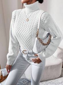 RueChic 高領絞花針織毛衣