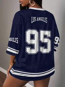 Slaydiva Casual Minimalist Letter & Number Graphic Women T-Shirt, Suitable For Summer