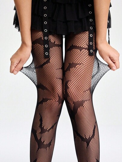 Grunge Punk 1pc Black Sexy Bat Design Pantyhose/Tights For Women, Halloween