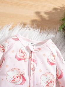 SHEIN Babygirl Cute Casual Knit Christmas Cartoon Pattern Tight Long Sleeve Pajama Set - Multicolor - View 5