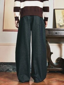 SWAVVY 男士时尚休闲宽松口袋牛仔裤 - 藍色 - 查看 4