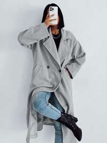 EURMUSE Women's Casual Versatile Wool Blend Jacket, Autumn/Winter - Light Grey - View 5