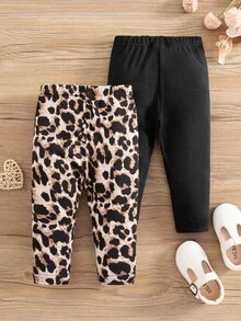 2件套 Babygirl 舒适休闲波点弹力腰针织裤套装 - 彩色 - 查看 2