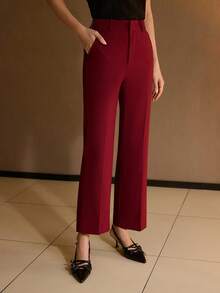 MOTF Classy PANTALONES DE TRAJE DE PIERNA RECTA CON PLIEGUE PRENSADO - Burdeos - Ver 5