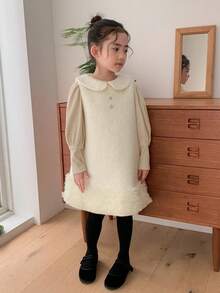 DAZY 小女孩娃娃脸无袖连衣裙 - 杏色 - 查看 4