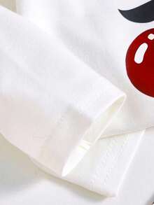 SHEIN 2pcs Girls Autumn/Winter Sweet Cherry Leopard Print Set, Cherry Print Long Sleeve Top + Leopard Flare Pants With Bow - Multicolor - View 3