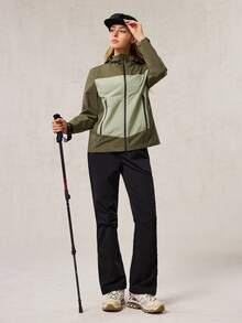 OutZeal Women Shell Jacket Hiking Camping Water-Resistant Hooded Windbreaker Outdoor Jacket Spring Fall - Green - View 7