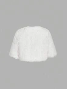 SHEIN MOD 女士时尚优雅仿皮草外套，适合秋冬季节、感恩节、圣诞节、新年、圣诞派对等场合，尽显优雅气质。 - 米色 - 查看 3