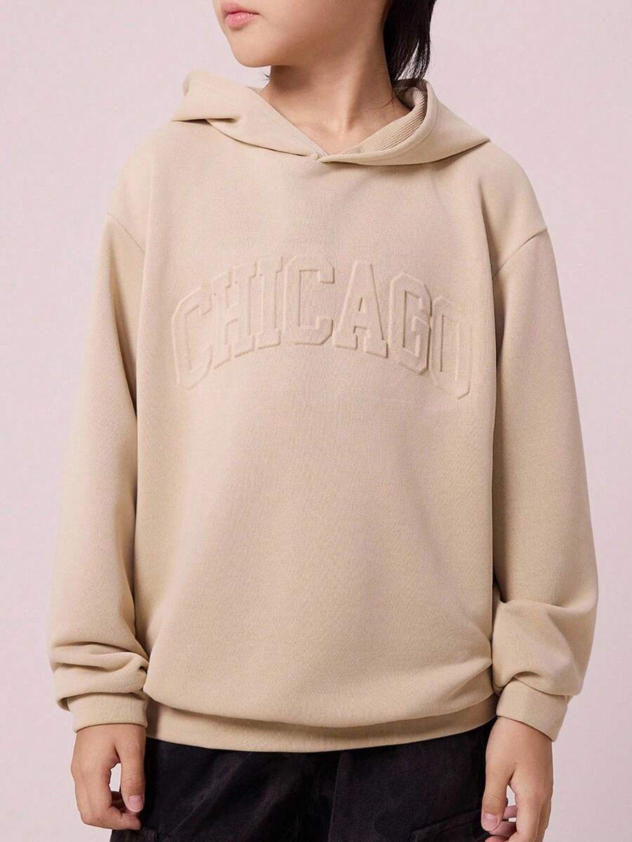 1 szt. Sweter dla chłopców w stylu casual, sportowy, College Street, 3D, stereo, z kapturem, odpowiedni na odzież dziecięcą, ubrania dla małych chłopców, garnitur dla chłopców z powrotem do szkoły, odpowiedni na przyjęcie urodzinowe, wieczorne, występy, wesele, chrzest, ceremonię otwarcia, codzienny, odpowiedni do codziennego użytku, odpowiedni do szkoły, odpowiedni do podróży, odpowiedni do uprawiania sportu, odpowiedni na sezon jesienny i zimowy - Morela - Zobacz 1