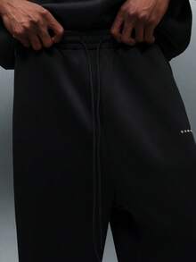 PLAYBOY X SUMWON Casual Wide Leg Sweatpants With Contrast Piping Relaxed Fit Comfortable Loungewear Fall Winter Drawstring Elastic Waist For Everyday Wear - Black - View 6