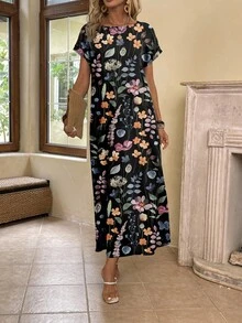 EMERY ROSE Lässiges, minimalistisches, vielseitiges Muster Damen Sommerkleid