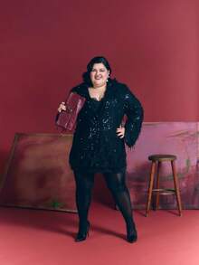 SHEIN BAE Chaqueta de blazer ajustada con perlas negras y flecos para mujer de talla grande, para fiesta de Halloween, otoño/invierno - Negro - Ver 2