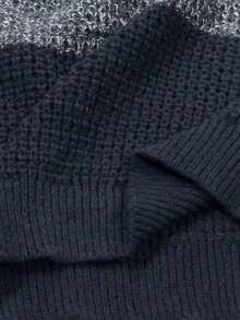 Manfinity Homme Plus Size Men's Contrast Color Round Neck Raglan Sleeve Casual Sweater, Autumn/Winter - Multicolor - View 7