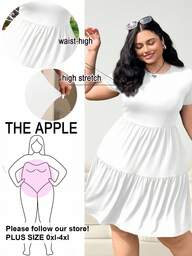 Solflare Black Short Sleeve Loose Fit Plus Size T-Shirt Dress,Spring Summer Clothes,Graduation Dress