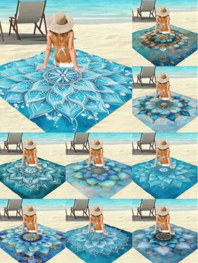 1PC Extra Large 200x180cm Sandproof Lightweight Durable Portable Mandala Printed Beach Blanket For Adults Beach Travel Camping Picnic Festival Outdoor Yoga Park