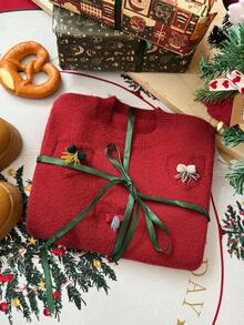 DAZY 女童圆领套头毛衣，适合秋季、新年和圣诞节穿着。 - 紅色 - 查看 5