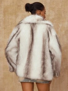 Lumalex VITNOS Fall Winter Winter   Faux Fur Jacket For Women Elegant Solid Lapel Long Sleeve Coat Casual Loose Female Winter Casual High Street Pockets Coat Lady Chic Streetwear Jakcets Women's Retro Faux Fur Coat, Fashionable For Autumn/Winter Luxury Clothes For Women Cozy Coats