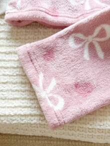 2 件套女童睡衣套装，粉色蝴蝶和心形法兰绒印花，舒适柔软羊毛圆领长袖上衣和裤子，适合日常穿着或家居服 - 粉色 - 查看 6