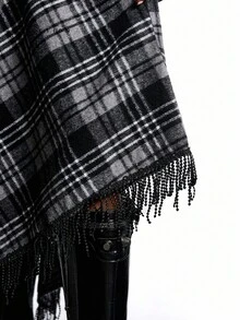 LYSMO Vestido largo asimétrico con escote halter y espalda descubierta a cuadros de moda - Multicolor - Ver 8