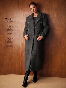 MOTF PREMIUM FAUX PEARL DETAIL BUTTON UP OVERCOAT - Dark Grey - View 4