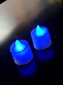 1 Set - 24 PCS Blue Light Atmosphere Layout Electronic LED Small Candles Simulation Round Small Tealights Including Button Batteries Multi-Color Optional Halloween,Spooky,Autumn,Festival,Holiday ,Winter,Holiday,Festival,Room Decor,Gifts,Home Decor,Candle Warmer,Led Candles,Fake CandlesCandle Lights Birthday Graduation - 藍光 - 查看 9