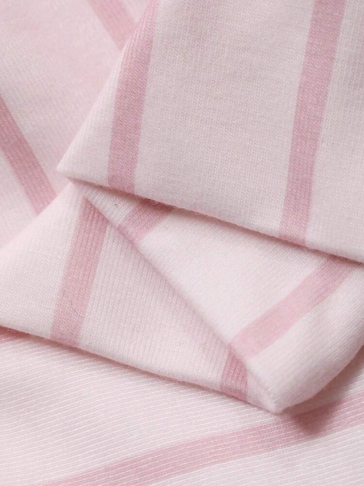 Dazy Plus 2pcs Striped Pocket Loose Top And Pants Pajama Set, Cute Homewear For Plus Size Women, Can Be Worn Outdoors, Fall Winter Clothes