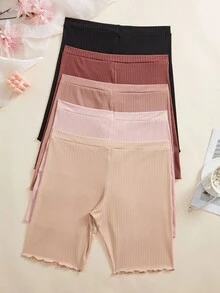 SHEIN 5件/包大码女式松紧腰提花内裤 - 彩色 - 查看 1