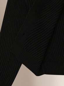 Franclia Cardigan noir casual ample à col V, manches longues, avec design de boutons en métal, pour l'automne/hiver, tenue de bureau - Noir - Voir 3