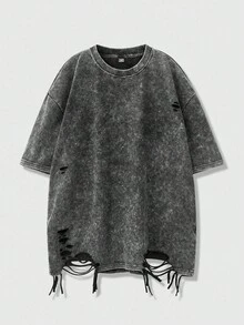 Manfinity EMRG Herren Vintage Destroyed Kurzarm T-Shirt in Große Größen