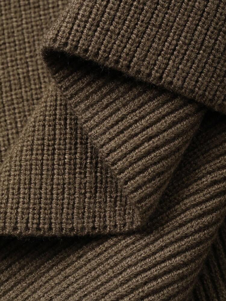 Solid Color Fitted Waist Bodycon Dress With Oblique Collar, Belt, Long Sleeve, Elegant For Banquet, Autumn/Winter Sweater Dress