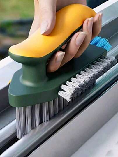 浴室清洁刷套装，包含玻璃刮刀、缝隙刷和舒适手柄。硬毛刷适用于淋浴间、浴室、地毯、厨房和浴缸的强力清洁