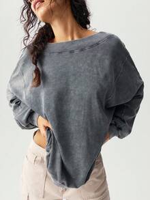 Bohemela Plus Size Women Casual Loose Twist Back Long Sleeve Sweatshirt Autumn Winter Clothes For Women - Dark Grey - View 9