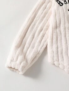 Casual Fashion Ribbed Cropped Fuzzy Zip-Up Hoodie Top With Elastic Waist Skinny Knit Pants, Embroidered Graphic Front, Classic Versatile Fit, Comfortable For Autumn/Winter Daily, Commuting, Outing, Party, Photography, Shopping - Multicolor - View 5