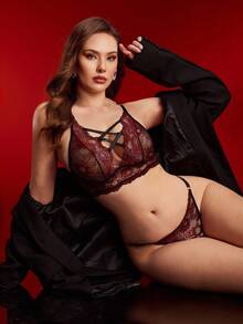 SHEIN Lace Unlined Women's Lingerie Set - Multicolor - View 2
