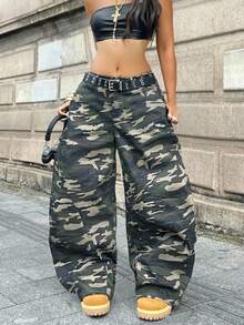 Coolane Women's & Men's Summer Western Wear Cowgirl Streetwear Concert Outfit Y2K Forest Camo Baggy Low Rise Banana Pants