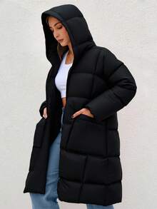 EURMUSE Abrigo acolchado con cremallera con capucha