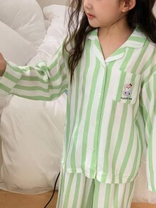 DAZY Young Girl Girls Striped Print Long Sleeve Top And Pants Pajama Set, Fall