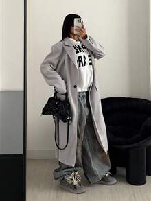 StreetHx Women's Long Overcoat Jacket, Autumn - Grey - View 1