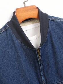 Manfinity Homme 男士休闲保暖牛仔夹克，秋冬 - 藍色 - 查看 3