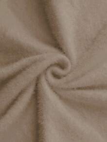 SHEIN LUNE Women's Turtleneck Ruffle Button Design Long Sleeve Knit Pullover Sweater With Bow, Tight Fit Thermal Lining - Khaki - View 8