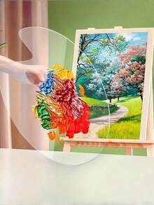 1 لوحة ألوان أكريليك مع ثقب للإبهام، صينية خلط شفافة، لوازم فنية سهلة التنظيف غير لاصقة للزيت والألوان المائية والأعمال اليدوية والرسم DIY، هدية للأم، عودة إلى المدرسة، لوازم مدرسية