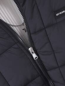 Tween Girl 一件式字母贴片拉链羽绒大衣 - 黑色 - 查看 6