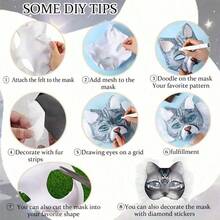 DIY 猫脸面具制作套件，带毛毡，手工制作的动物图案彩色装扮面具套装，适合万圣节服装、狂欢派对、角色扮演和节日（DIY 工艺套件、万圣节服装配饰）
