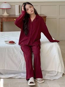 DAZY Tween Girls Casual Home Clothes Pajamas, Fall - Burgundy - View 5