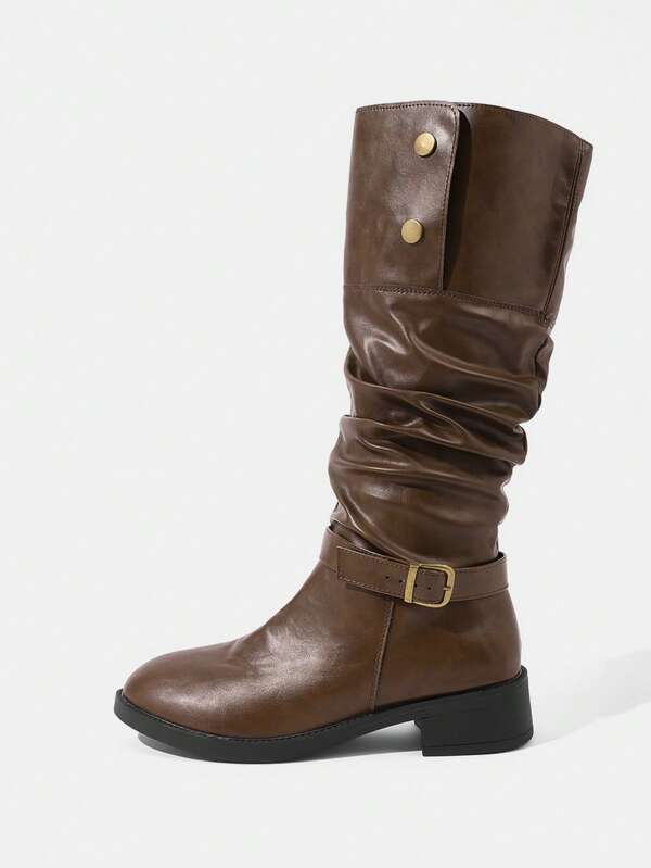 Daringsoles Botas de media pantorrilla vintage desgastadas para mujer, nuevas llegadas 2024 Botas de montar Botas cortas Estilo Maillard Botas de moda