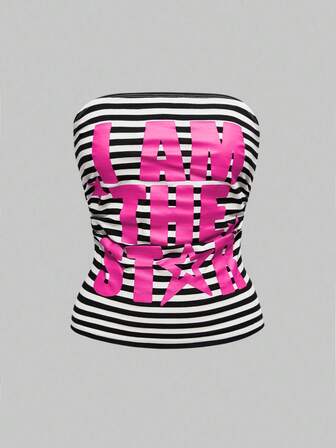 J-Fashion Top corto con estampado de estrella y fruncido en la cintura para mujer, estilo Y2K