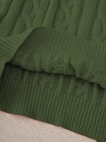 EMERY ROSE Áo len cổ tròn trang trí dây thừng xoắn lấy cảm hứng từ Blogger, đa năng cho mùa thu/đông - xanh quân đội - Xem 6