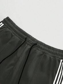 Manfinity EMRG 男士休闲街头风格仿两件套运动裤，厚针织慢跑裤，松紧腰带抽绳，简约设计，适合日常穿着、时尚造型、返校、户外、休闲、运动和送给男朋友的节日礼物 - 白色 - 查看 3